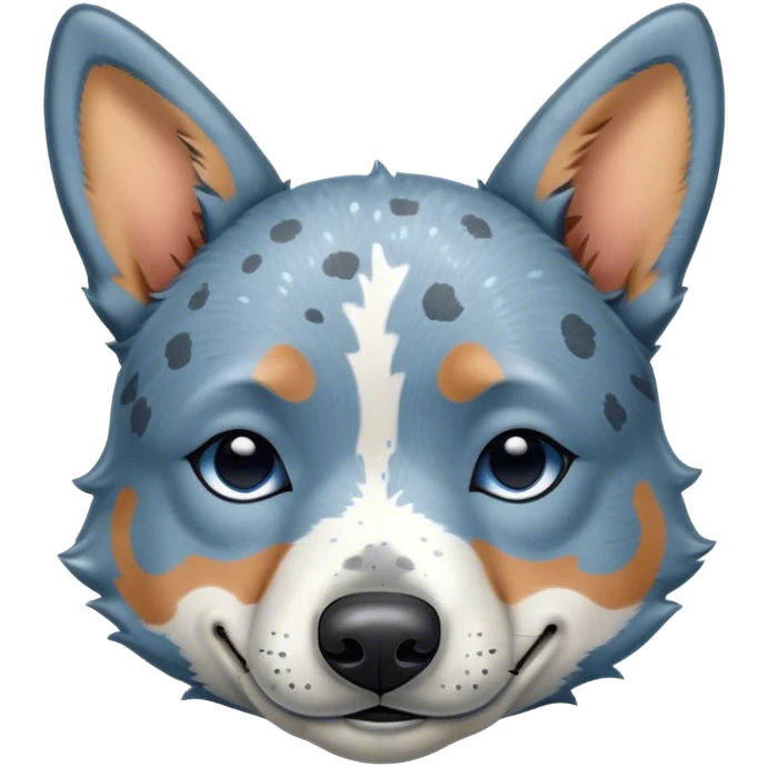 Meme-Worthy Cute Sleeping Blue Speckle Australian Cattle Dog Portrait Emoji, Head resting peacefully with a contented smile, showcasing a robust build and a luxuriously soft blue speckle Fur, eyes shut in a serene nap, Simplified yet hilariously adorable features, highly detailed, glowing with a soft, drowsy light, high shine, relaxed and utterly lovable, stylized with an air of playful laziness, bright and heartwarming, soft glowing outline, capturing the essence of a comically sleepy herder, so meme-worthy it feels like it could instantly become the next viral sensation of adorable slumber! emoji
