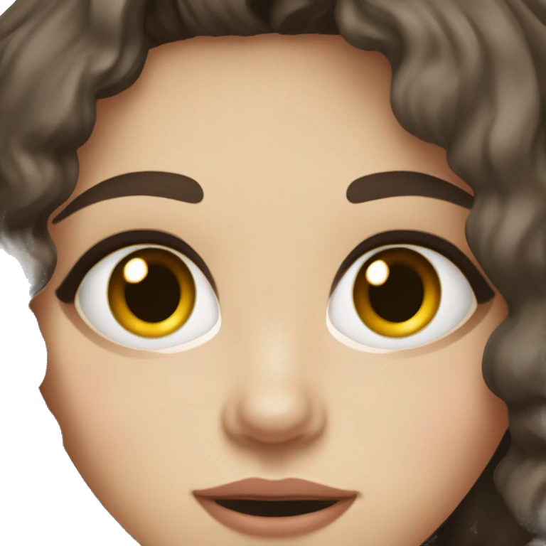 Girl, sickly pale skin, hazel eyes, super dark brown wavy hair emoji