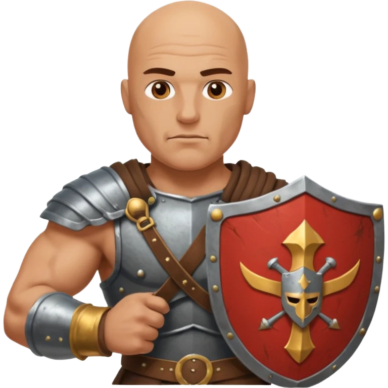 Bald gladiator with shield emoji