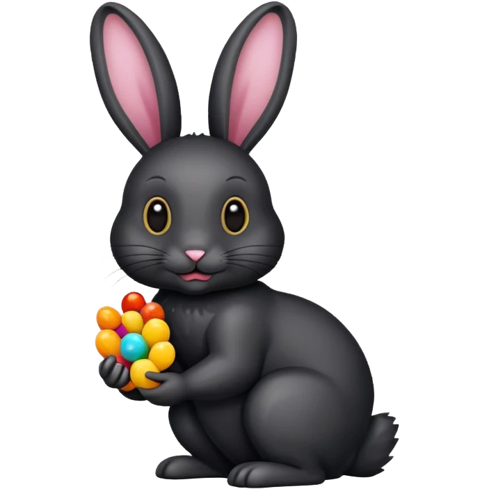 black rabbit with candies emoji