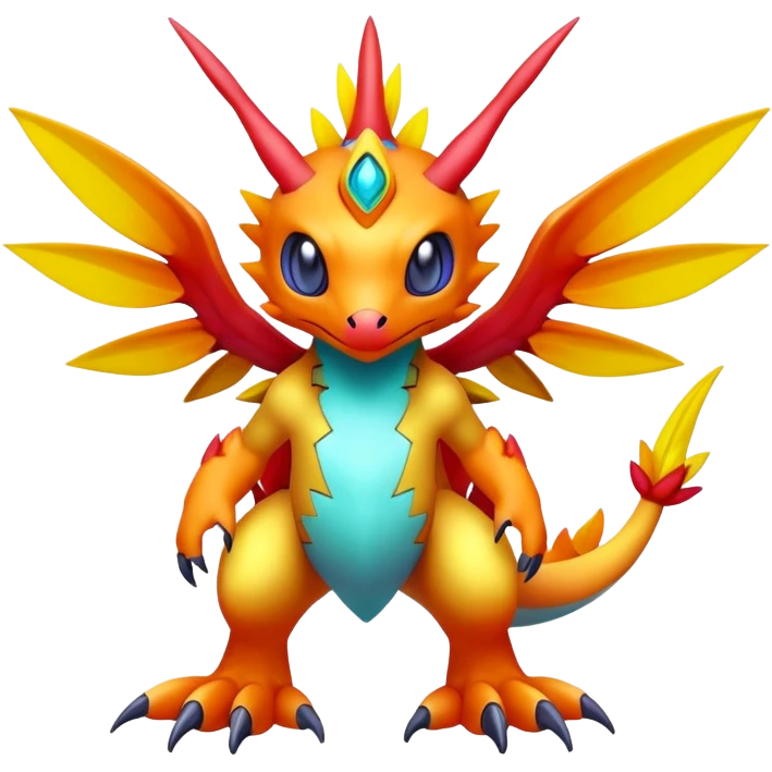 Colorful Exotic Pokémon-Digimon-Fakémon-hybrid-creature (full body) emoji