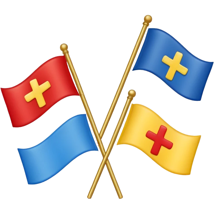 create a flag where the layout is like georgian one big cross for corner. the big cross i want is yellow and top right blue too left red bottom right red bottom left blue emoji