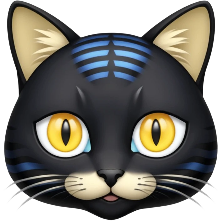 Gato preto do olho amarelo e branco do olho azul com pequenas rajas amarelas bem clarinho emoji