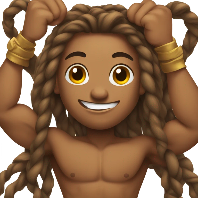 Flexing brown with tattoos and long dreadlocks  emoji