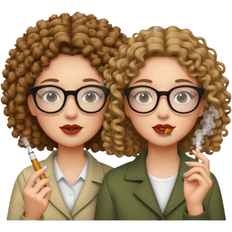 Two girls smoking weed, only one with curly hair and glasses emoji