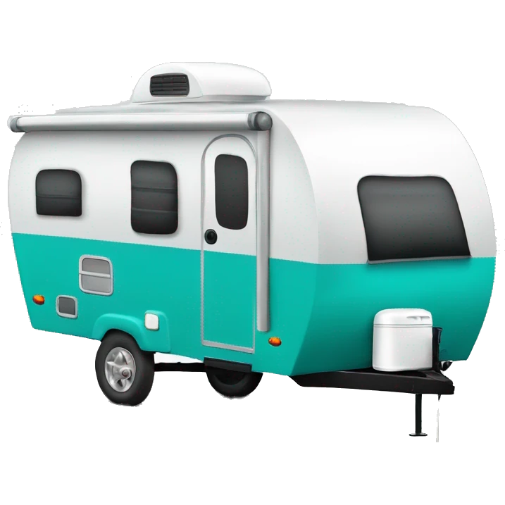 Realistic portable turquoise travel trailer isolated.  emoji