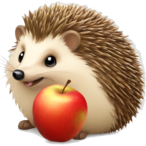 hedgehog with an apple emoji