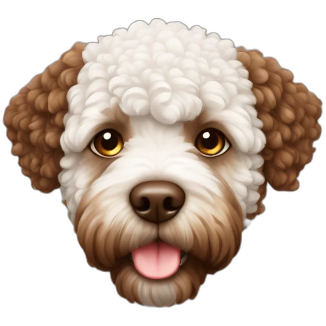 A Lagotto Romagnolo with a brown head  emoji
