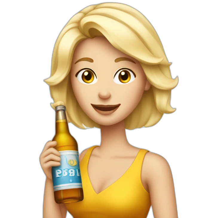 Femme blonde avec une bouteille d’alcool emoji