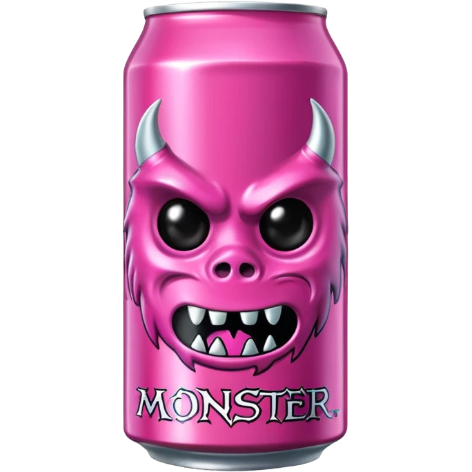 Pink monster energy drink with the logo of original monster company energy drink do not add the face in it just normal monster can  emoji