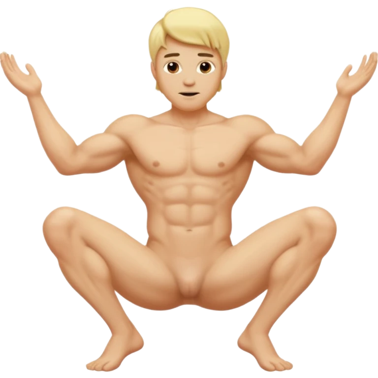 Naked blonde man with legs spread emoji
