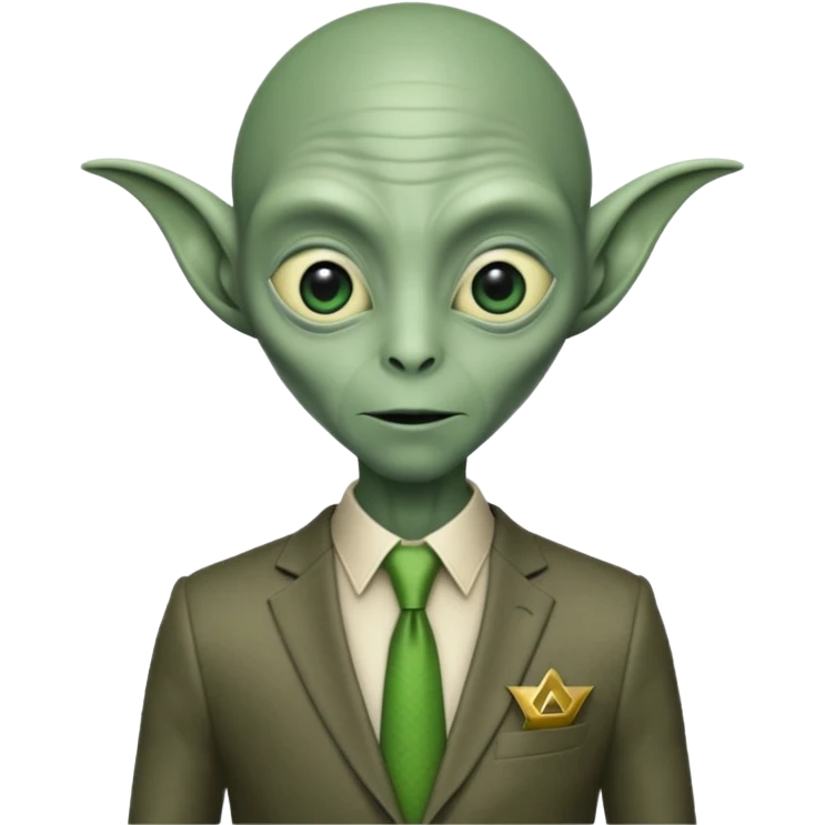 Green tall alien wearing Louis Vutton suit emoji