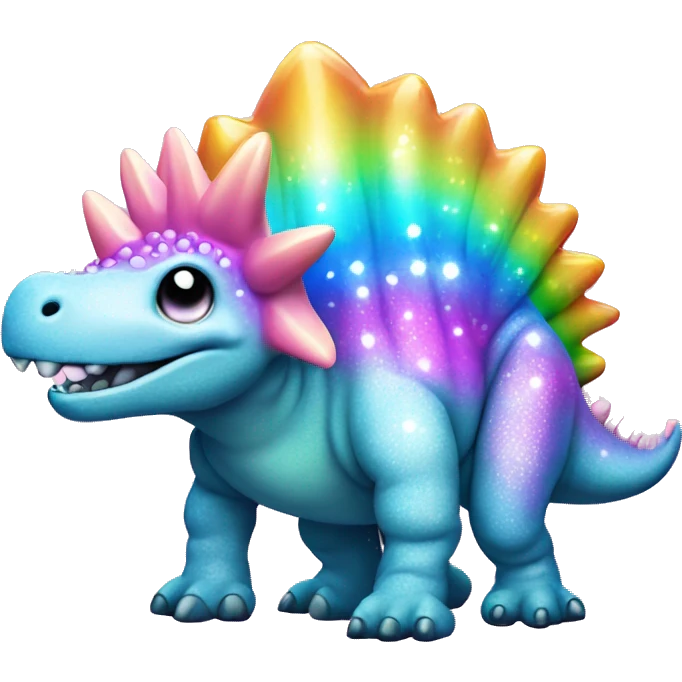 One Kawaii bedazzled pastel neon rainbow stegosaurus  emoji