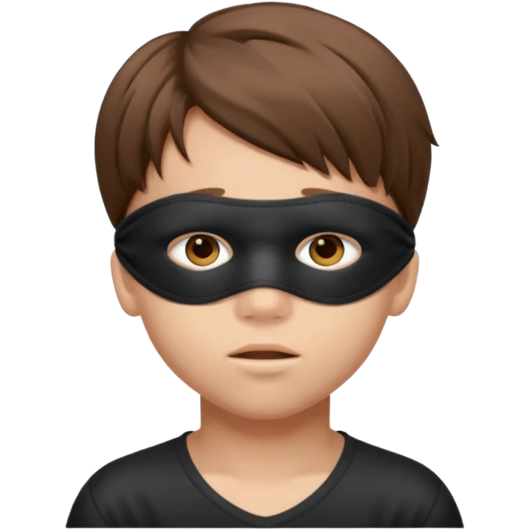 young boy with blindfold over eyes emoji