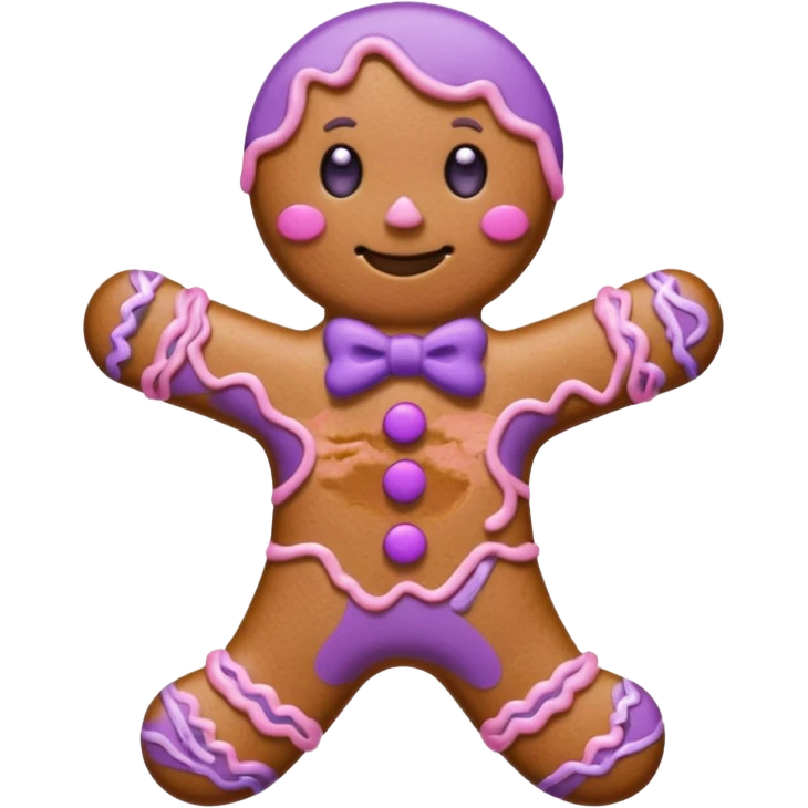 A gingerbread man cute pink and purple emoji