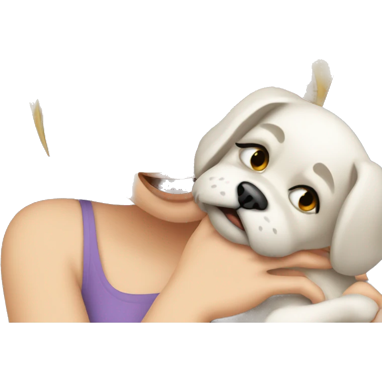 Pretty white woman crying tears while holding puppy emoji
