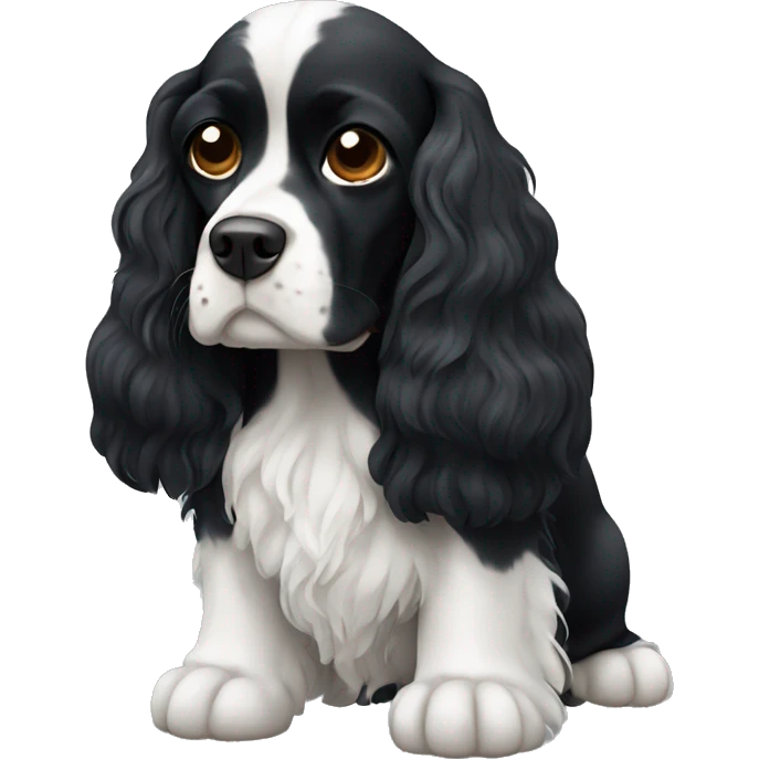 Small completely black king spaniel with white on chest emoji