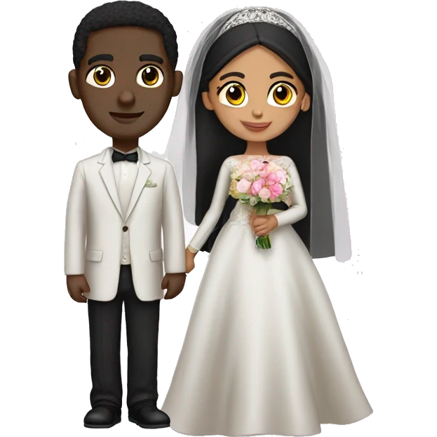 a black man and a dark hair arabic woman wedding emoji