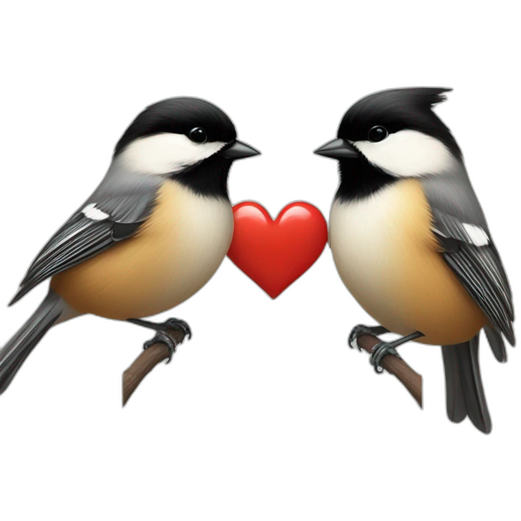 Chickadee and cardinal love emoji