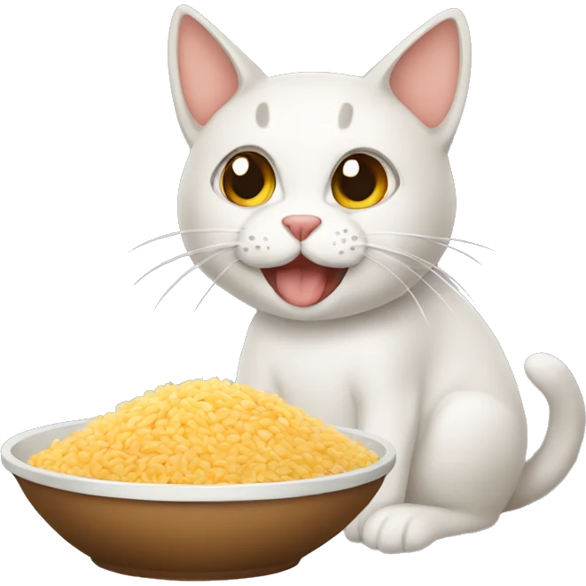 Gato comiendo arroz emoji