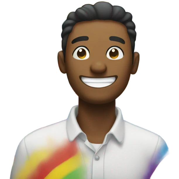 man smiling and winking and puking rainbow emoji