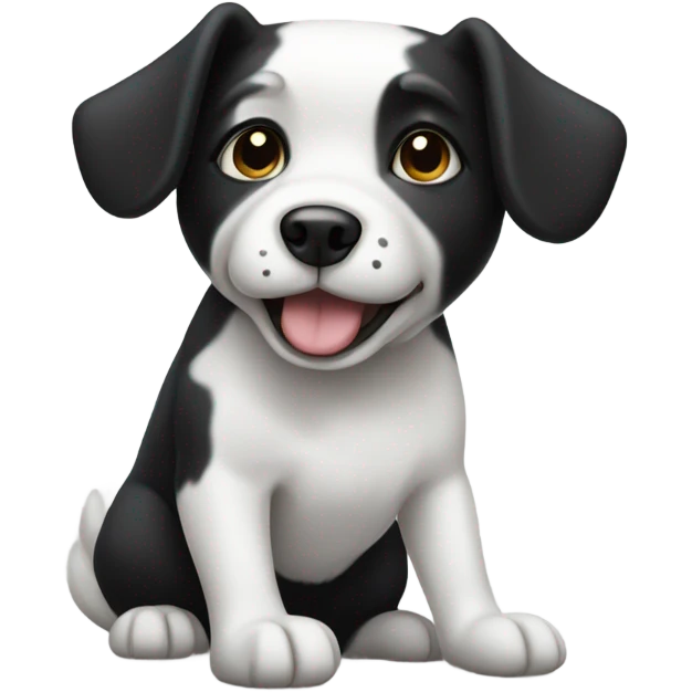 White and black dog with “I don’t know” arms emoji