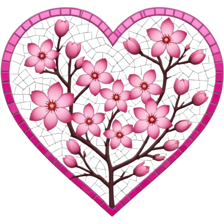 sakura heart with a mosaic pattern emoji