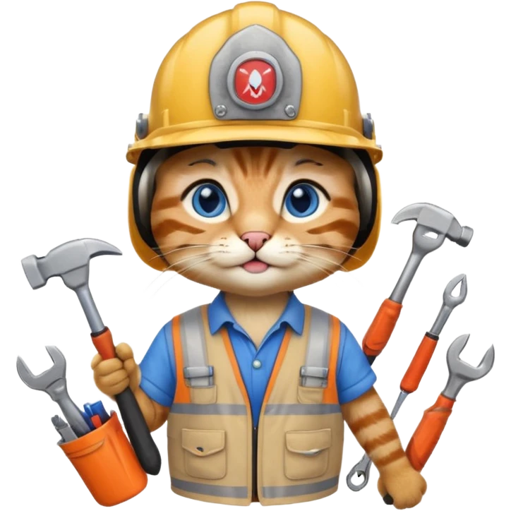 siam cat, handyman Outfit, wearing a Helmet emoji