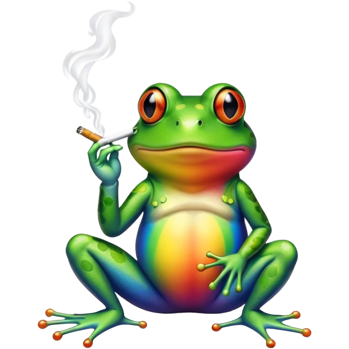 Rainbow frog smoking  emoji