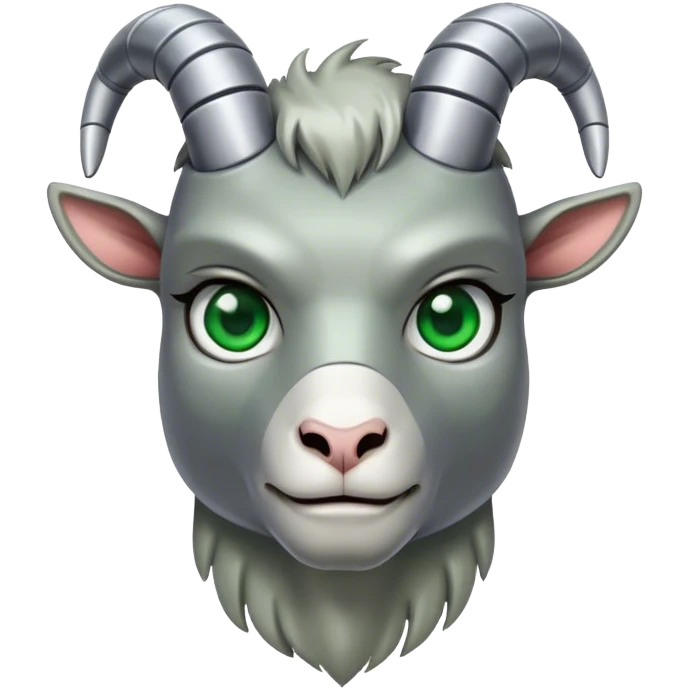 Terminator Goat with green eyes emoji