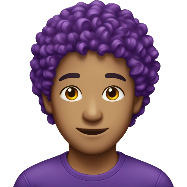 Purple curly hair, young man, earring. emoji