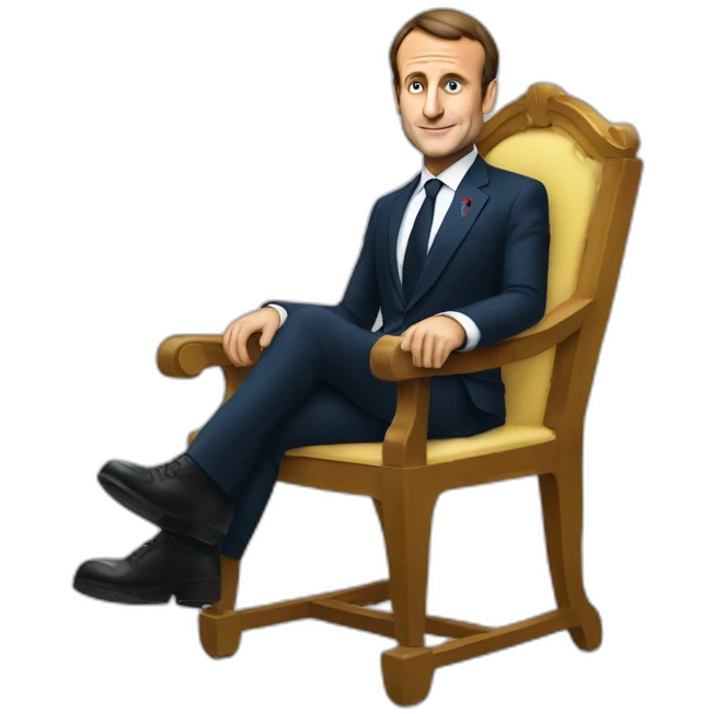 Emmanuel Macron sur une chaise emoji