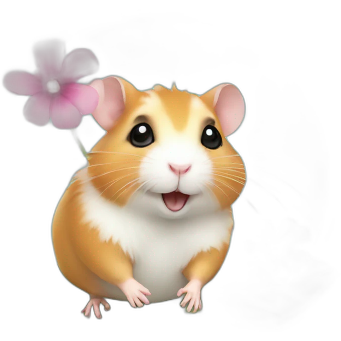 Hamster with flower emoji