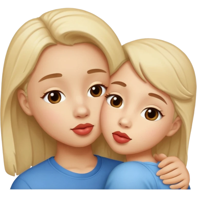 Kisses on the cheek and kisses on the eye with affection and cuteness emoji