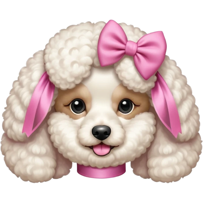 Crie um poddle com um laço rosa estilo ios emoji