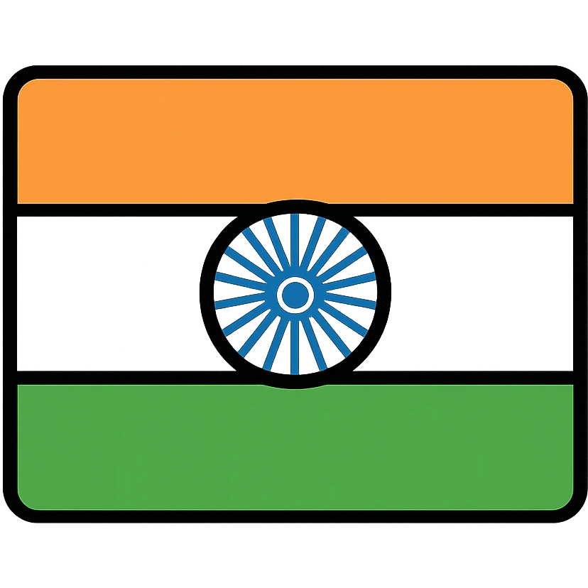 Indian flag with saffron, white, and green horizontal stripes and blue Ashoka Chakra wheel in the center emoji