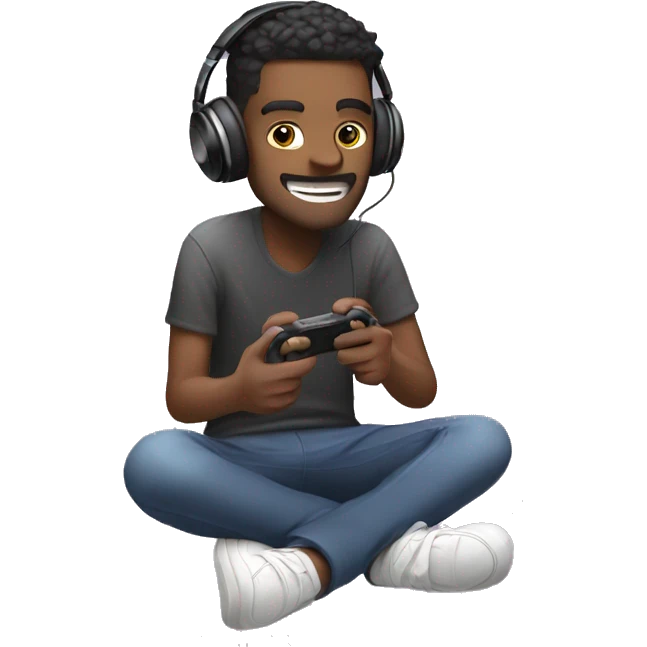 skinny guy playing video games with headphone with hype vibes  emoji
