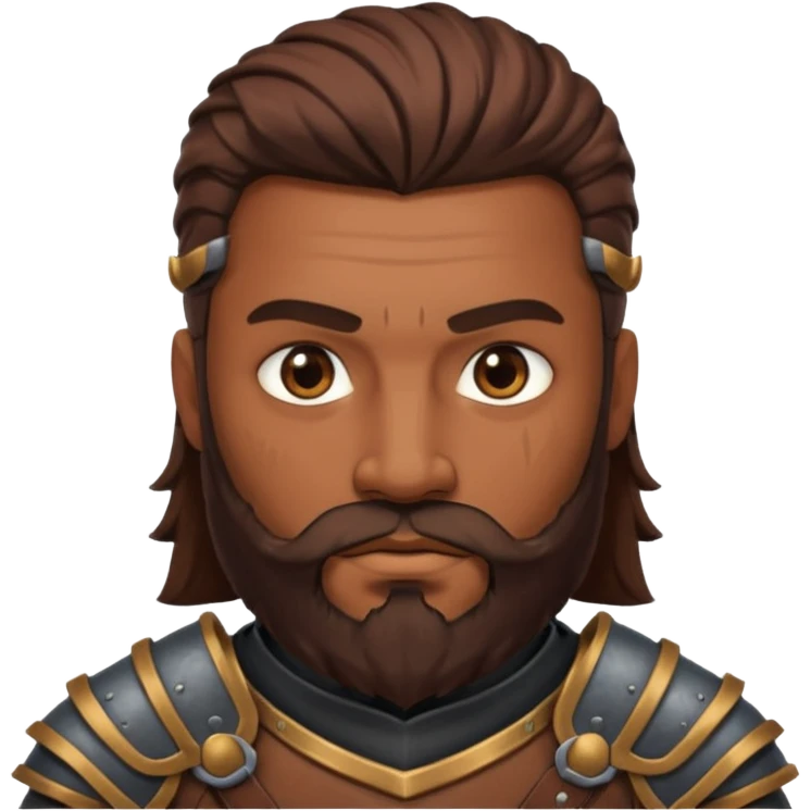 portrait of warrior man with brown skin, beard emoji