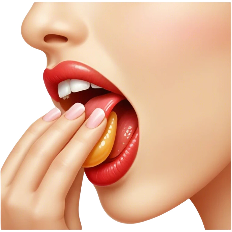 Woman licking on hand emoji