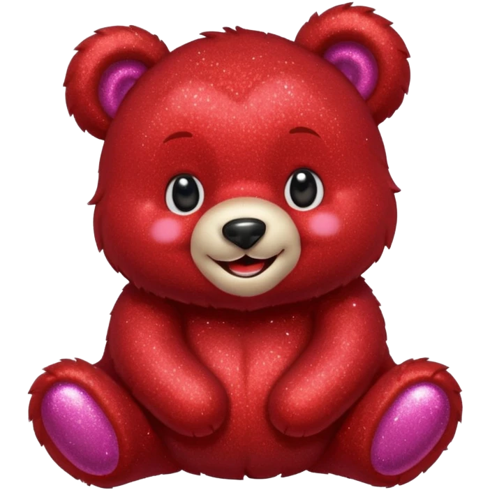 red glitter sweet bear Happy  emoji