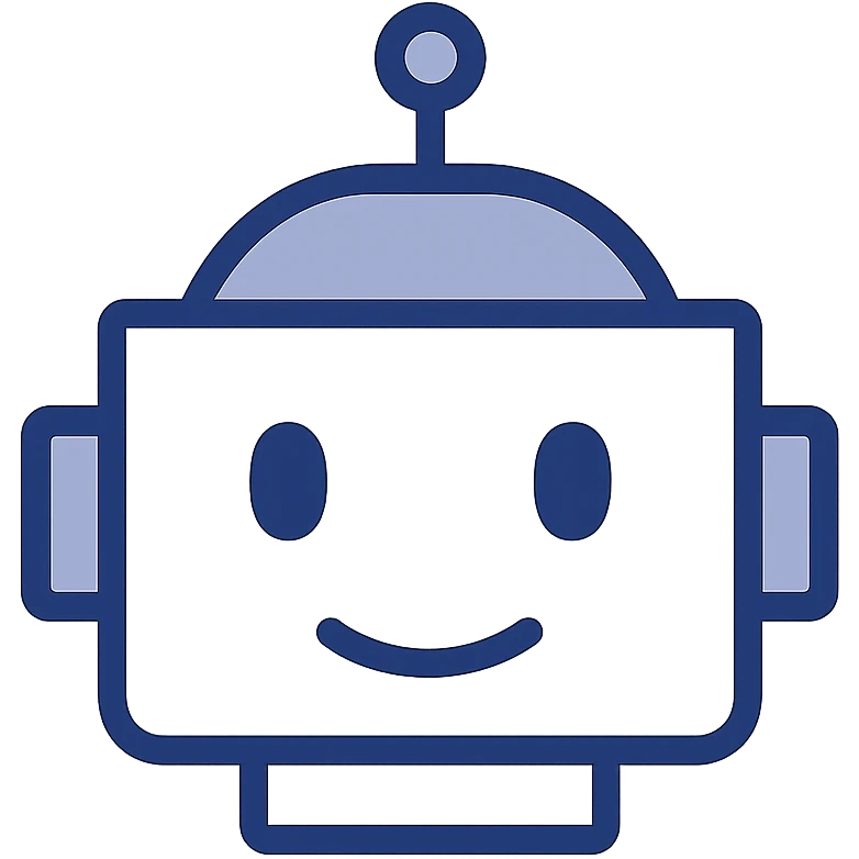 modern logo of a geometric robot face, simple and innovative emoji