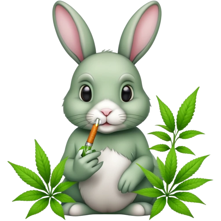 Bunny smoking marijuana with a spring flower theme with marijuana plants emoji