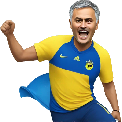 Jose mourinho celebrating with yellow blue tshirt emoji