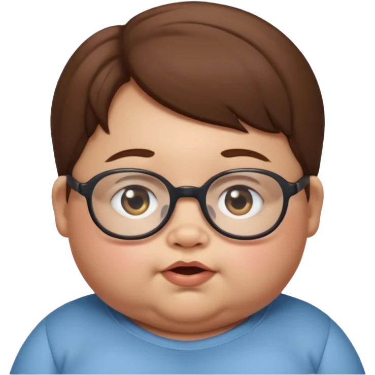 Fat baby with glasses and brown hair emoji