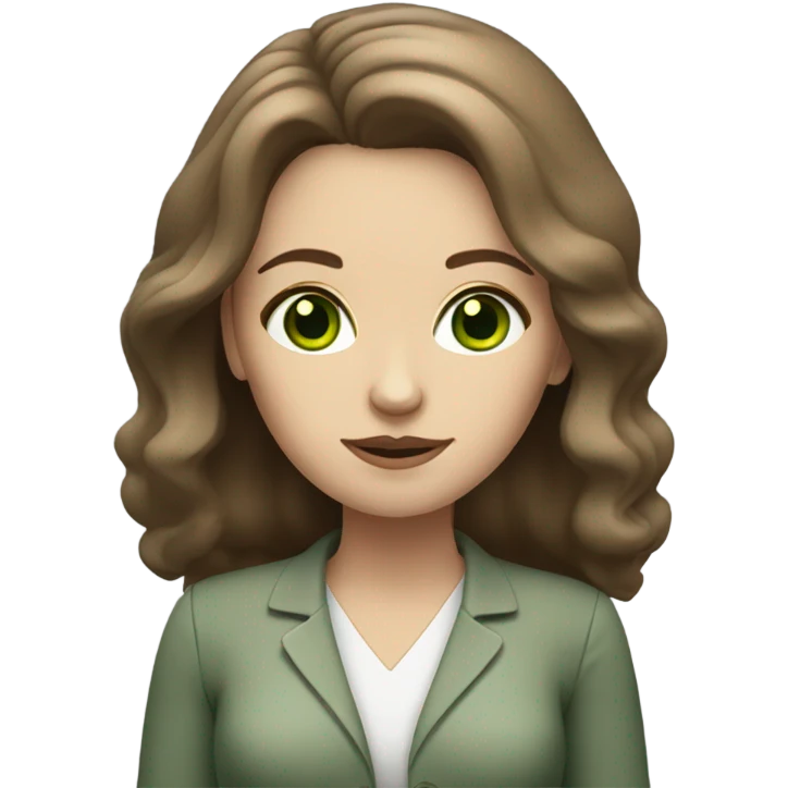 white female psychologist with brown hair and green eyes emoji