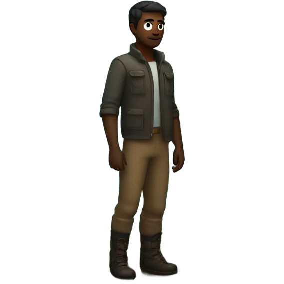 create a man in a dark forest with a lake emoji