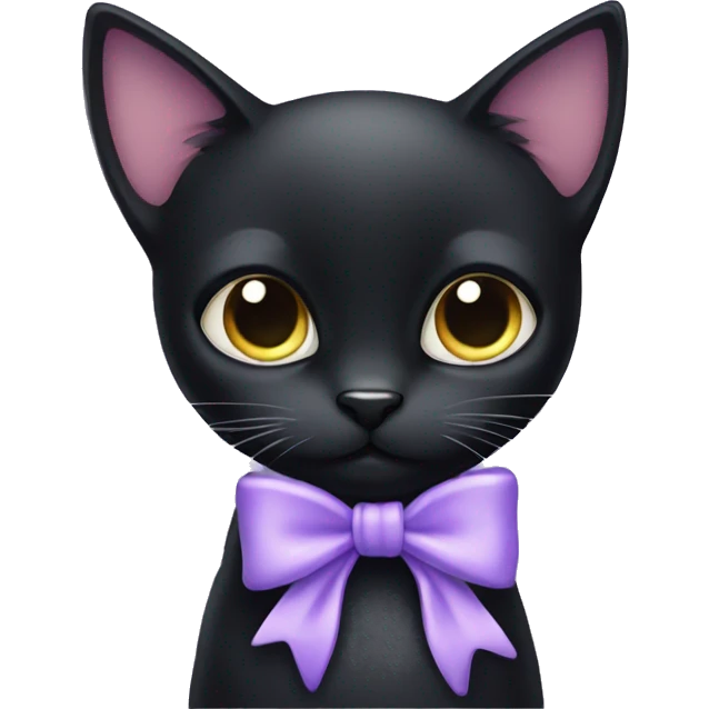Black cat with pale purple bow emoji