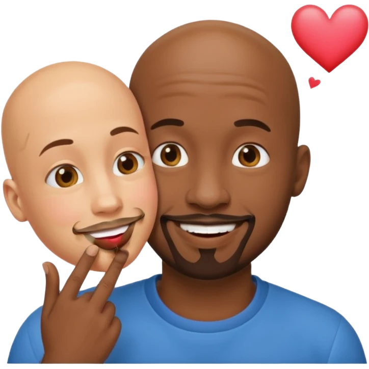 Black ball head man with the goatee with sweetheart kiss emoji emoji