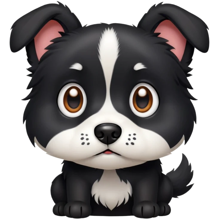 scared single small black dog with white paws  emoji