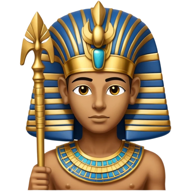 ancient Egyptian pharaoh with golden headdress and ceremonial staff emoji